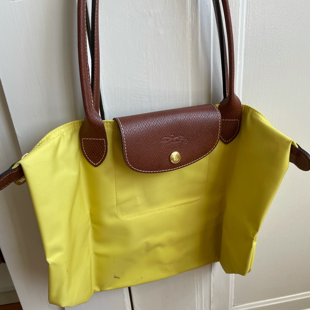 Yellow Longchamp small Le Pliage tote